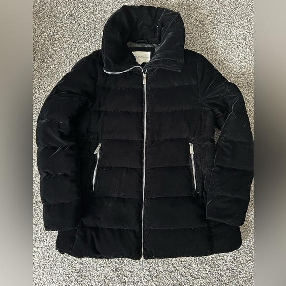 BCBGENERATION Down/feather Winter Coat Black Velvet Puffer & Silver Size… - Picture 2 of 9